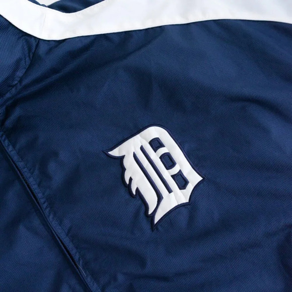 VTG Majestic Athletic Detroit Tigers Navy And White Zip Up Windbreaker Jacket 6X - Picture 9 of 12
